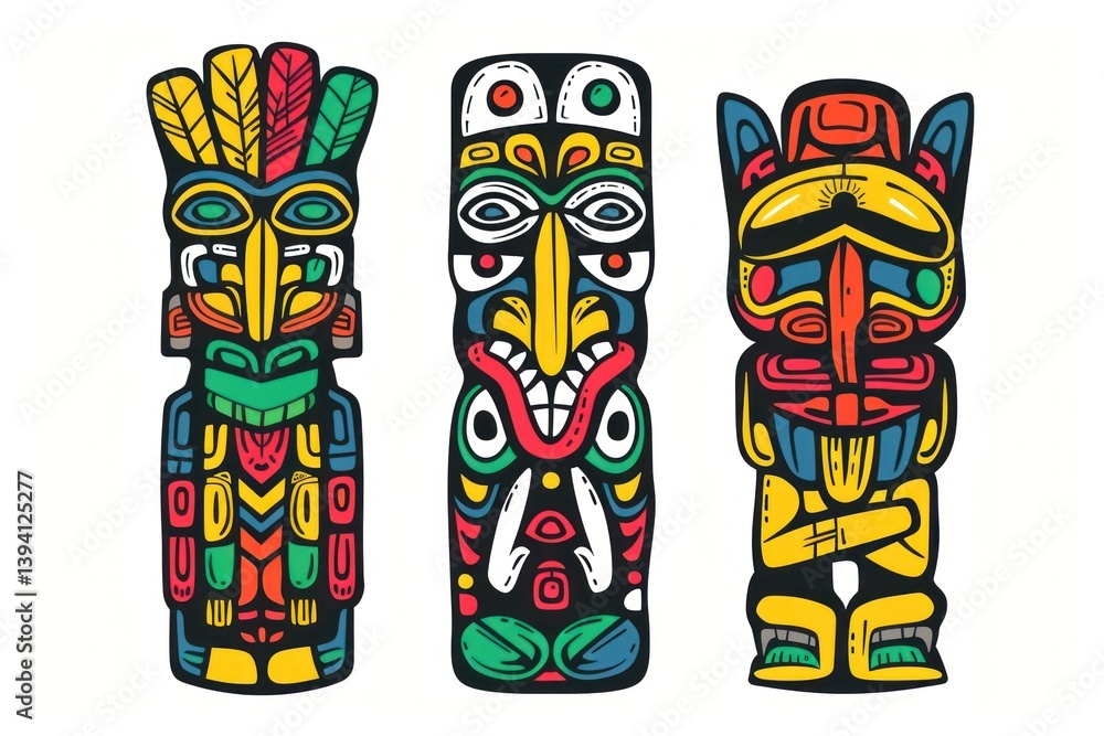 Totem flat illustration architecture dynamite weaponry.