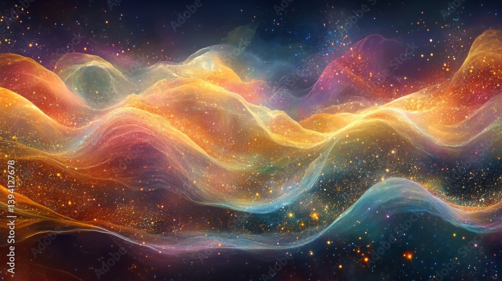 Obraz premium Abstract Galaxy Nebula with Vibrant Starfield and Cosmic Dust Clouds Deep Space Artwork