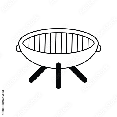 grill glyph outline icon with white background vector stock illustration
