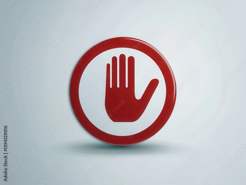 Obraz premium Stop sign with hand on white background