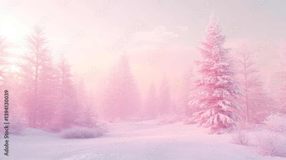 Fototapeta premium Pink Winter Forest Sunrise