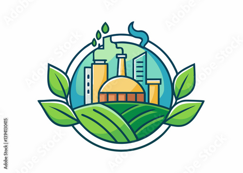 biogas plant icon. eco industry, environment and alternative energy symbol. minimalist logo, Icon, element. Vector illustration