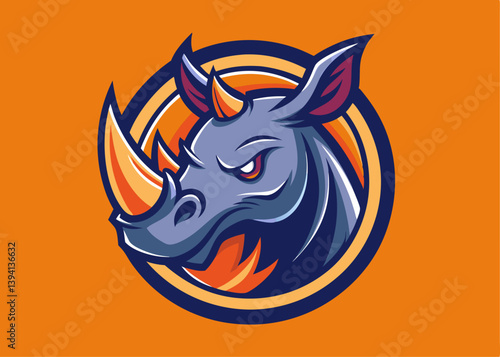 power of your brand with a modern rhino head logo. Rhino angry concept illustration. vector cartoon illustration