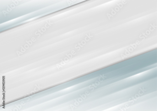Grey and blue minimal abstract background with shiny stripes. Vector geometric graphic design