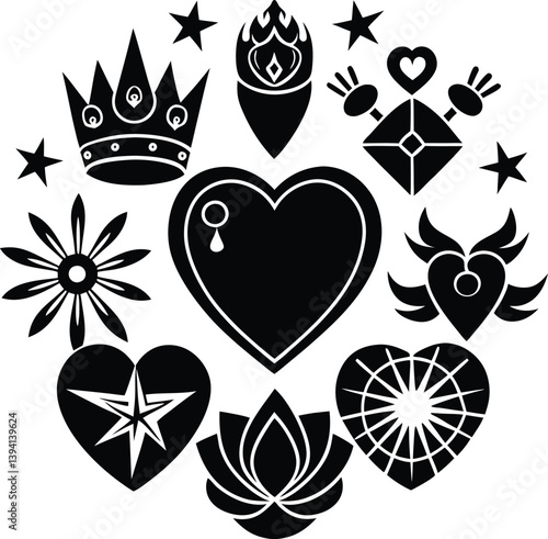 Love symbols silhouette vector