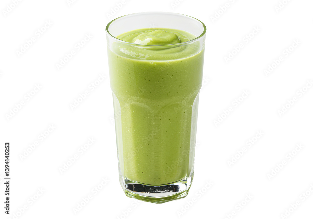 Refreshing green smoothie in a tall glass, showcasing vibrant color and texture Refreshing green smoothie in a tall glass, showcasing vibrant color and texture