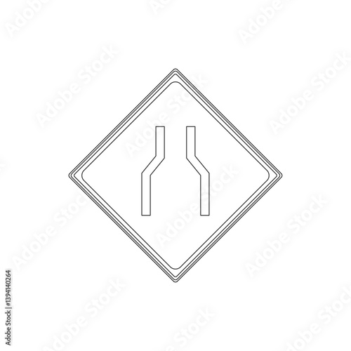 標識の線画単品イラスト　幅員減少