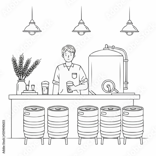 Craft Beer Tasting Bar Scene Featuring Friendly Bartender  