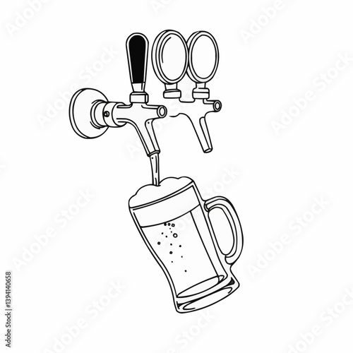 Craft Beer Tap Pouring Beer into Glass  