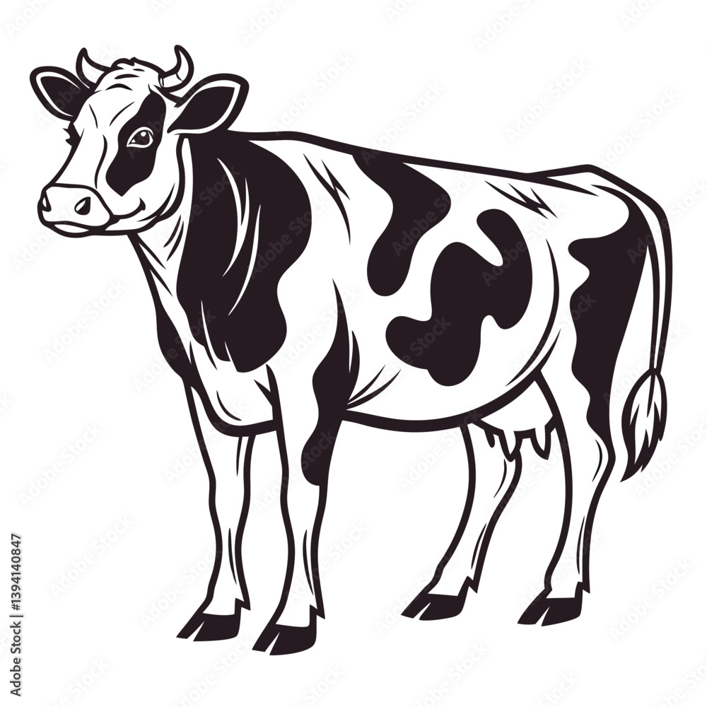 Fototapeta premium Black Holstein Silhouette Farm Animal Graphic Design