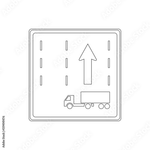 標識の線画単品イラスト　牽引自動車の高速自動車国道通行区分