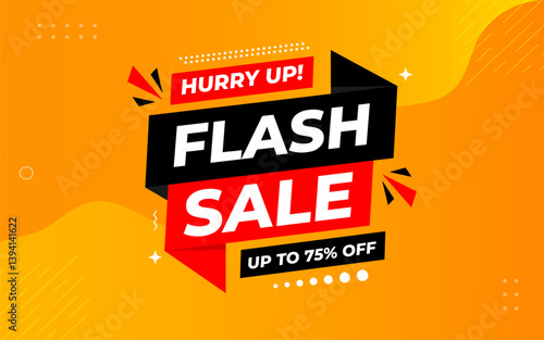 Flash Sale banner for web or social media. sale banner promotion template with discount tag. limited time offer, Get extra discount. Commercial poster, sale background vector illustration