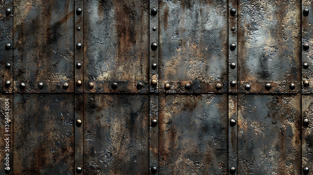 55. Seamless metal panel texture with dark rust tones and oxidized streaking 55. Seamless metal panel texture with dark rust tones and oxidized streaking