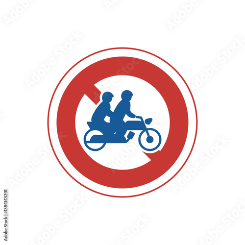 標識のカラー単品イラスト　大型自動二輪車及び普通自動二輪車二人乗り通行禁止