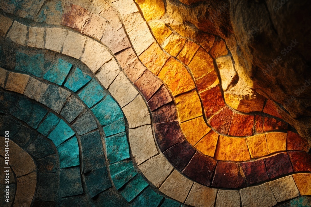 Obraz premium A mesmerizing mosaic artwork with earthy tones creating a dynamic wave pattern.