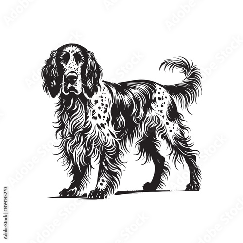 English Setter Silhouette - Minimalist English Setter Design - English Setter Illustration.