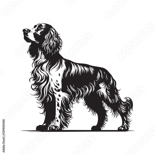 English Setter Silhouette - Minimalist English Setter Design - English Setter Illustration.