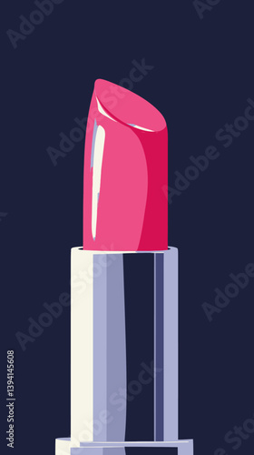 Minimalist Pink Lipstick Vector Illustration in Flat Design Style for Beauty and Fashion