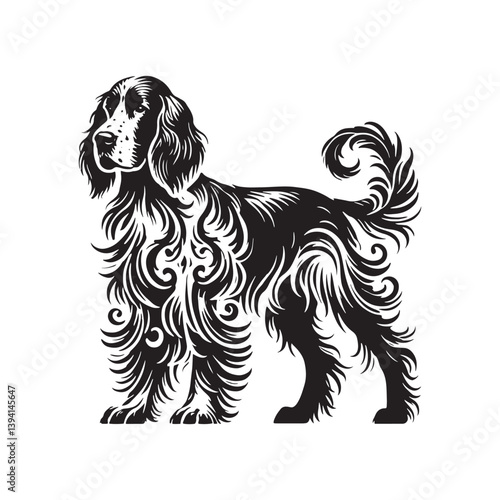 English Setter Silhouette - Minimalist English Setter Design - English Setter Illustration.