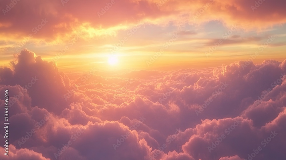 A serene view of a sunset above the clouds with soft pink and orange hues filling the sky beautifully A serene view of a sunset above the clouds with soft pink and orange hues filling the sky beautifully