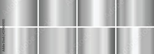 Silver gradient,A set of metallic glossy gradients, The texture of a smooth metal surface. A collection of platinum metallic gradients, shiny gradients , platinum pack ,Vector illustration,vector 10ep
