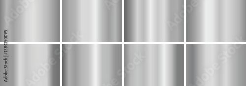 Silver gradient,A set of metallic glossy gradients, The texture of a smooth metal surface. A collection of platinum metallic gradients, shiny gradients , platinum pack ,Vector illustration,vector 10ep