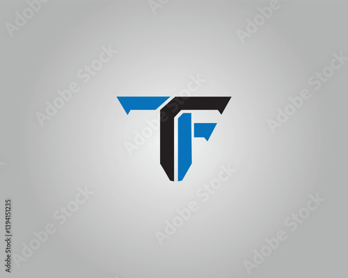 TF or FT Letter Abstract Initial Logo Design Vector Template.