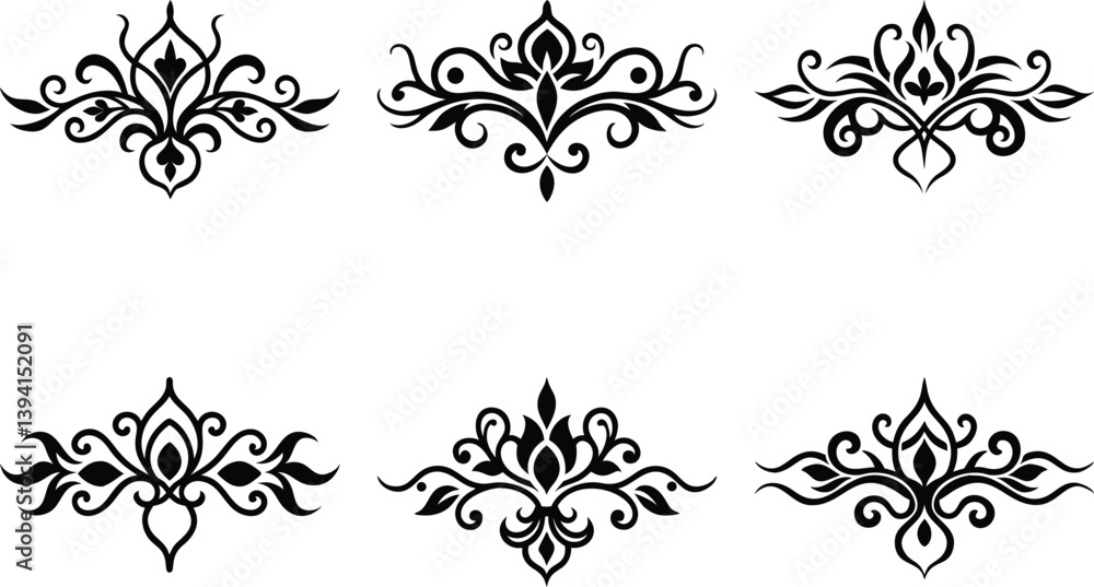 Baroque Swirl Accent ornament set on white background Baroque Swirl Accent ornament set on white background