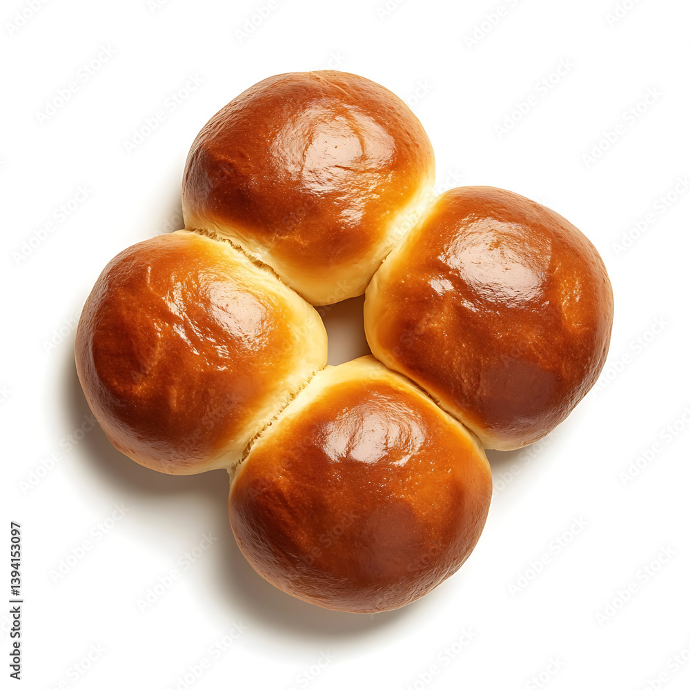 Fluffy and golden brioche buns with a soft, buttery texture and slightly crisp edges, isolated white background Fluffy and golden brioche buns with a soft, buttery texture and slightly crisp edges, isolated white background