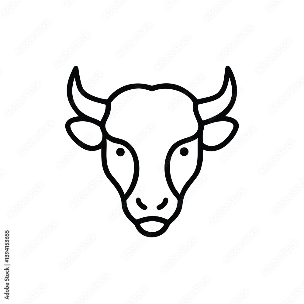 Bull Head Icon Line Art, Cattle, Farm Animal, Taurus Symbol Bull Head Icon Line Art, Cattle, Farm Animal, Taurus Symbol