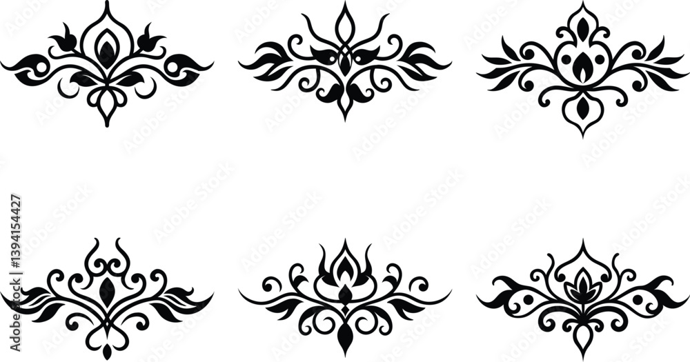 Baroque Swirl Accent ornament set on white background Baroque Swirl Accent ornament set on white background