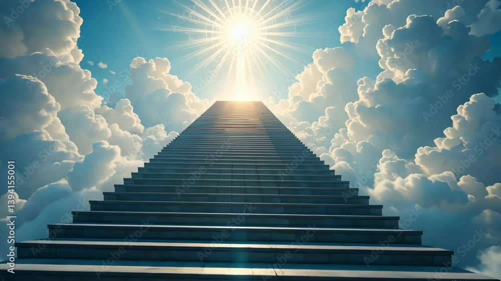 Stairway heaven stairs sky clouds light bright dream hope journey spiritual ascent divine ethereal 4k videos 