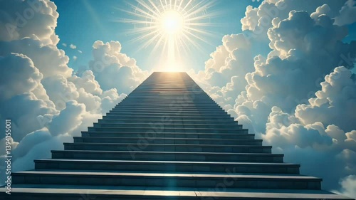 Stairway heaven stairs sky clouds light bright dream hope journey spiritual ascent divine ethereal 4k videos 