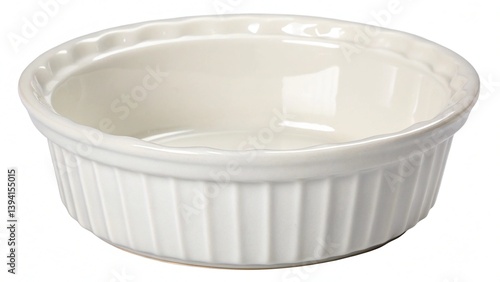 Porcelain souffle ramekin dish isolated on a white background