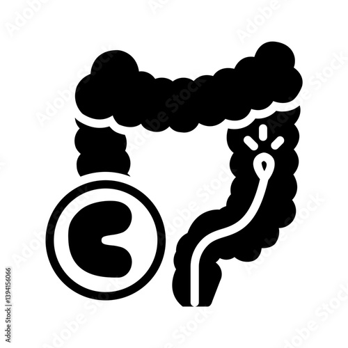 Vector solid black icon for Colonoscopy
