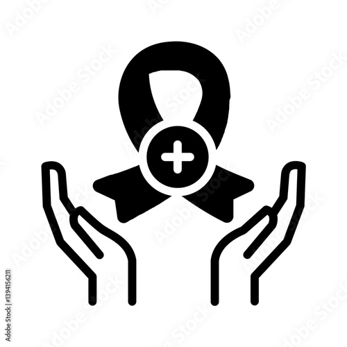 Vector solid black icon for Cancer care