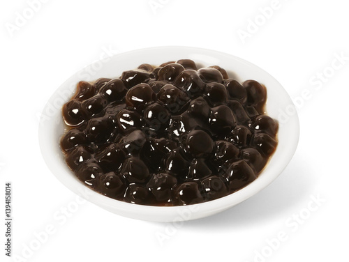 Brown sugar pearls bubble in bowl isolated on white background