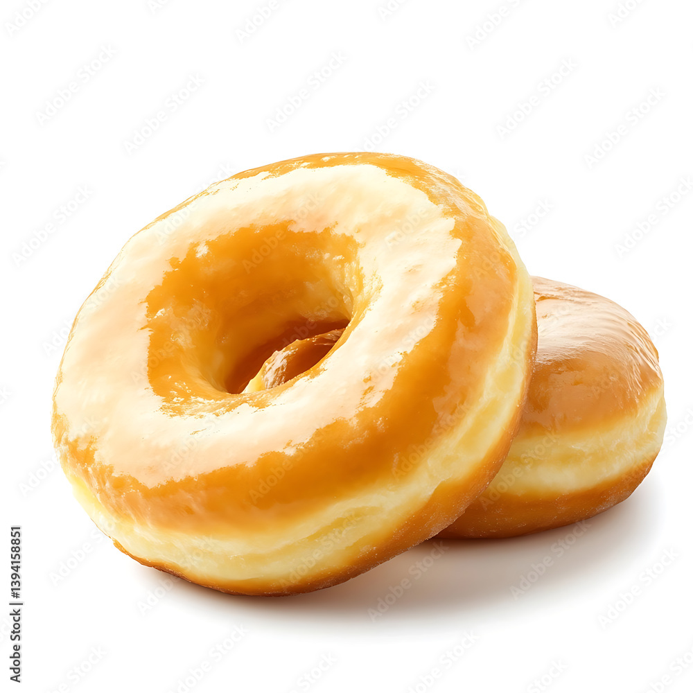 Fluffy and golden doughnuts with a soft, airy texture and golden brown exterior, isolated white background Fluffy and golden doughnuts with a soft, airy texture and golden brown exterior, isolated white background