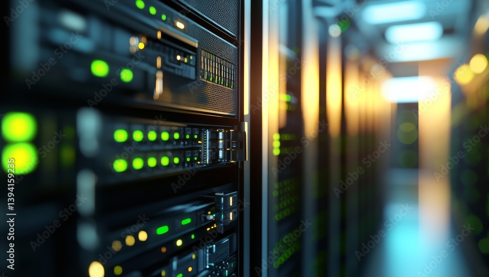 Server racks in a data center Server racks in a data center