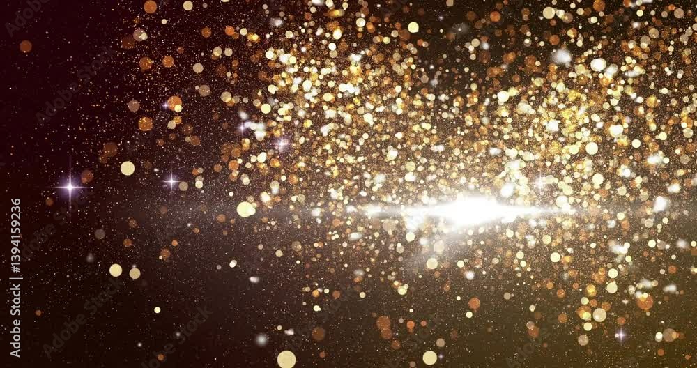 Creating shimmering animation, golden particles and sparkles in festive atmosphere Creating shimmering animation, golden particles and sparkles in festive atmosphere
