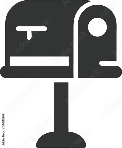 Simple Mailbox Icon, Dark Grey Postbox Design on Transparent Background