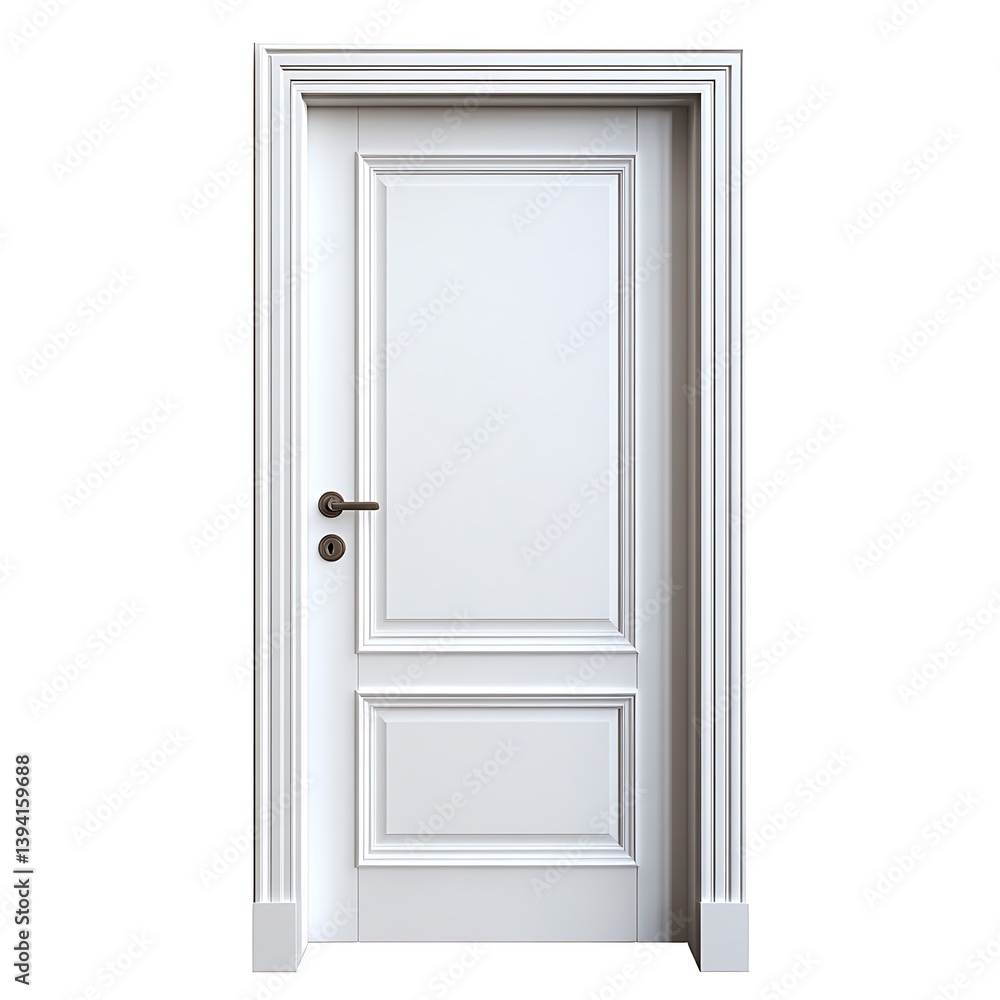 White closed door isolated on white background White closed door isolated on white background