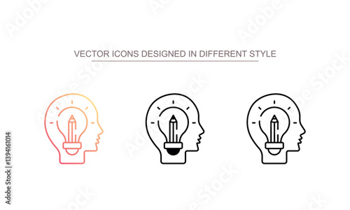 Creative Thinker icon design with white background stock illustration
