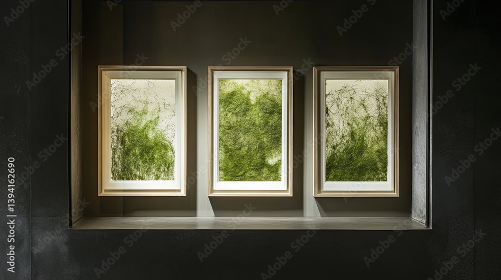 A minimalist display of pressed algae styled in a modern frame. background A minimalist display of pressed algae styled in a modern frame. background