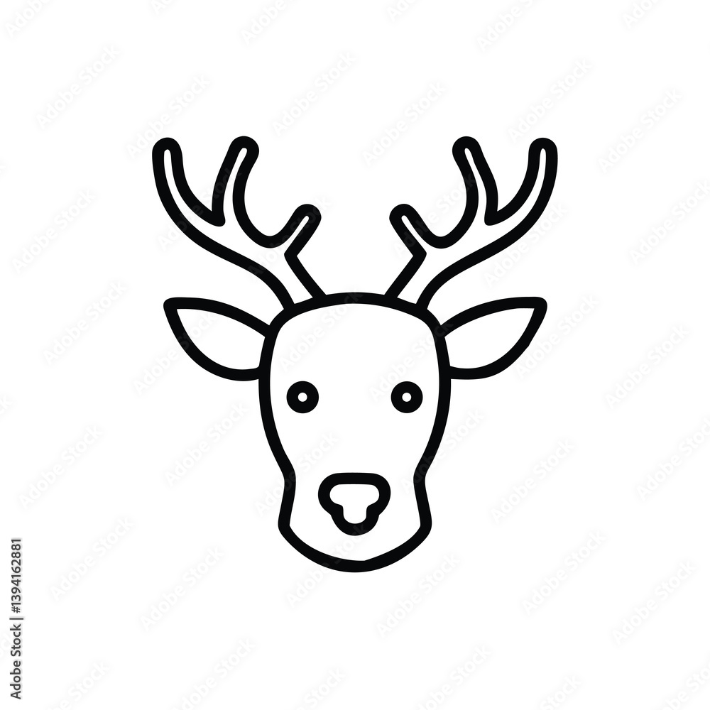 Reindeer Head Icon Simple, Line Art, Christmas, Festive, Animal Reindeer Head Icon Simple, Line Art, Christmas, Festive, Animal