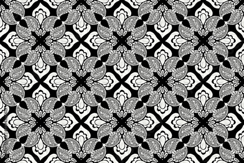 Seamless pattern based on ornament paisley Bandana Print. Boho vintage-style vector background.A silk neck scarf or kerchief square pattern design style, Design for print on fabric or paper.