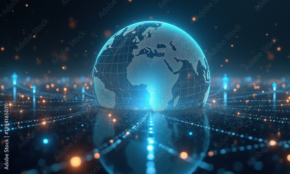 Global Network Connection, Digital Earth - Futuristic Technology Global Network Connection, Digital Earth - Futuristic Technology