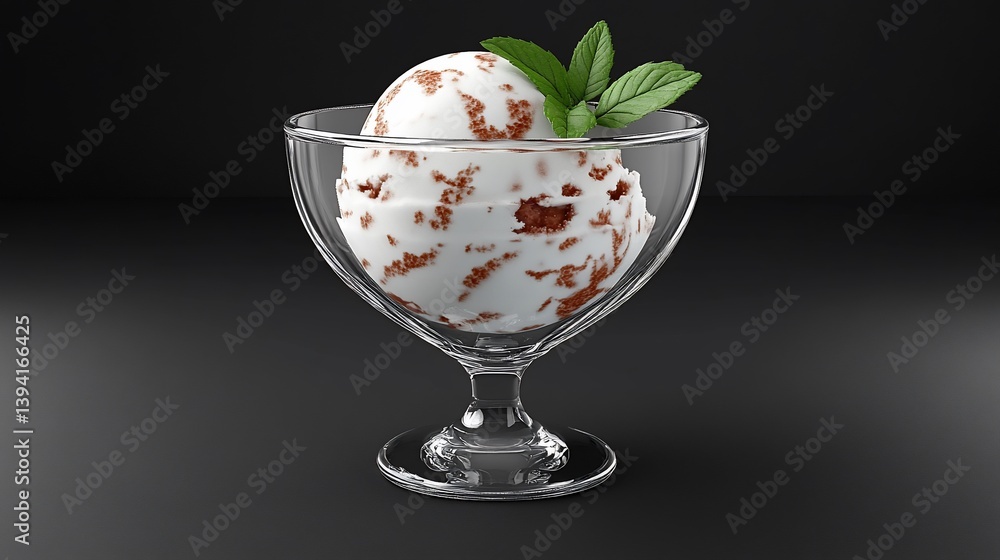 Delicious scoop of ice cream in a glass bowl Delicious scoop of ice cream in a glass bowl