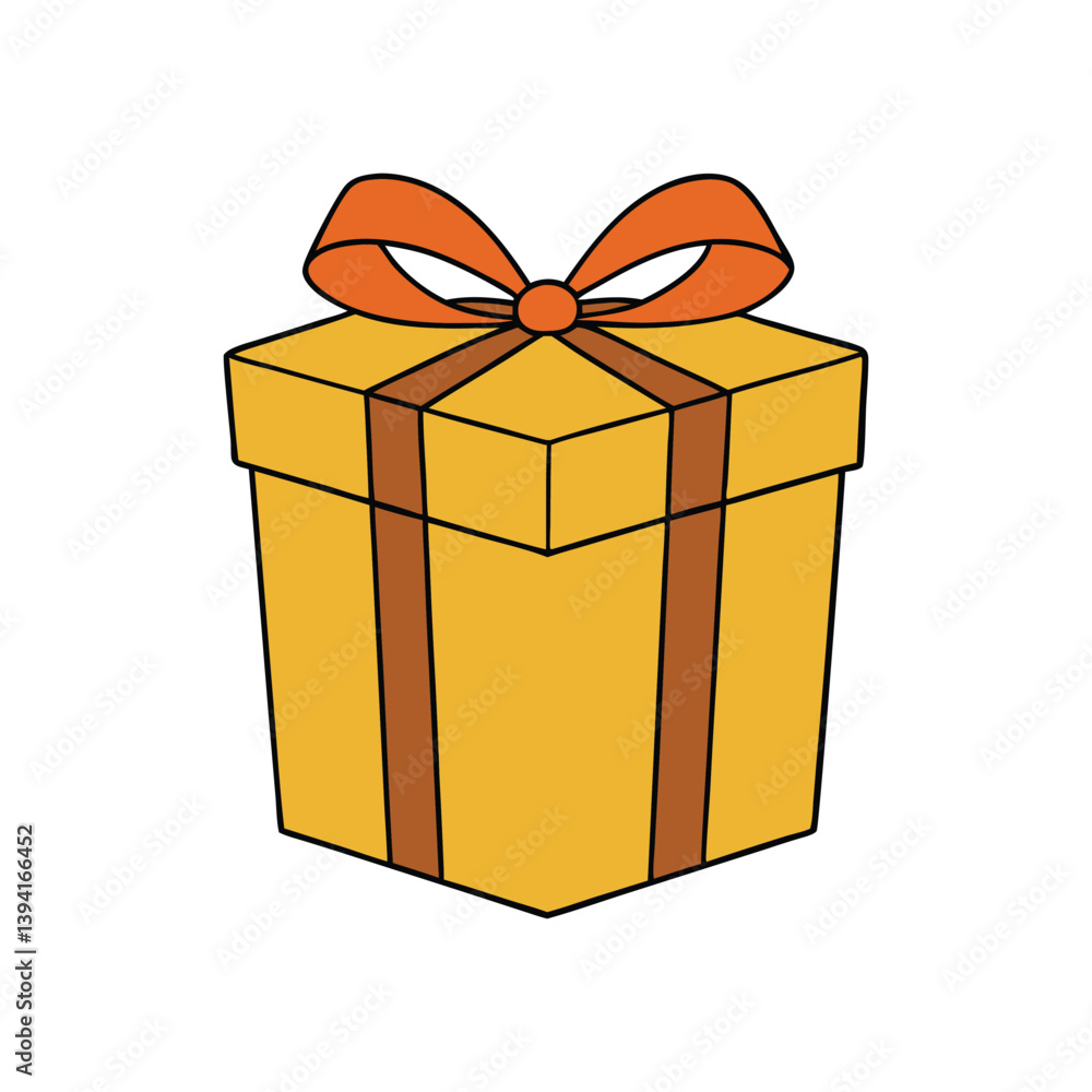 Golden Gift Box with Bow Vector Illustration Design Golden Gift Box with Bow Vector Illustration Design