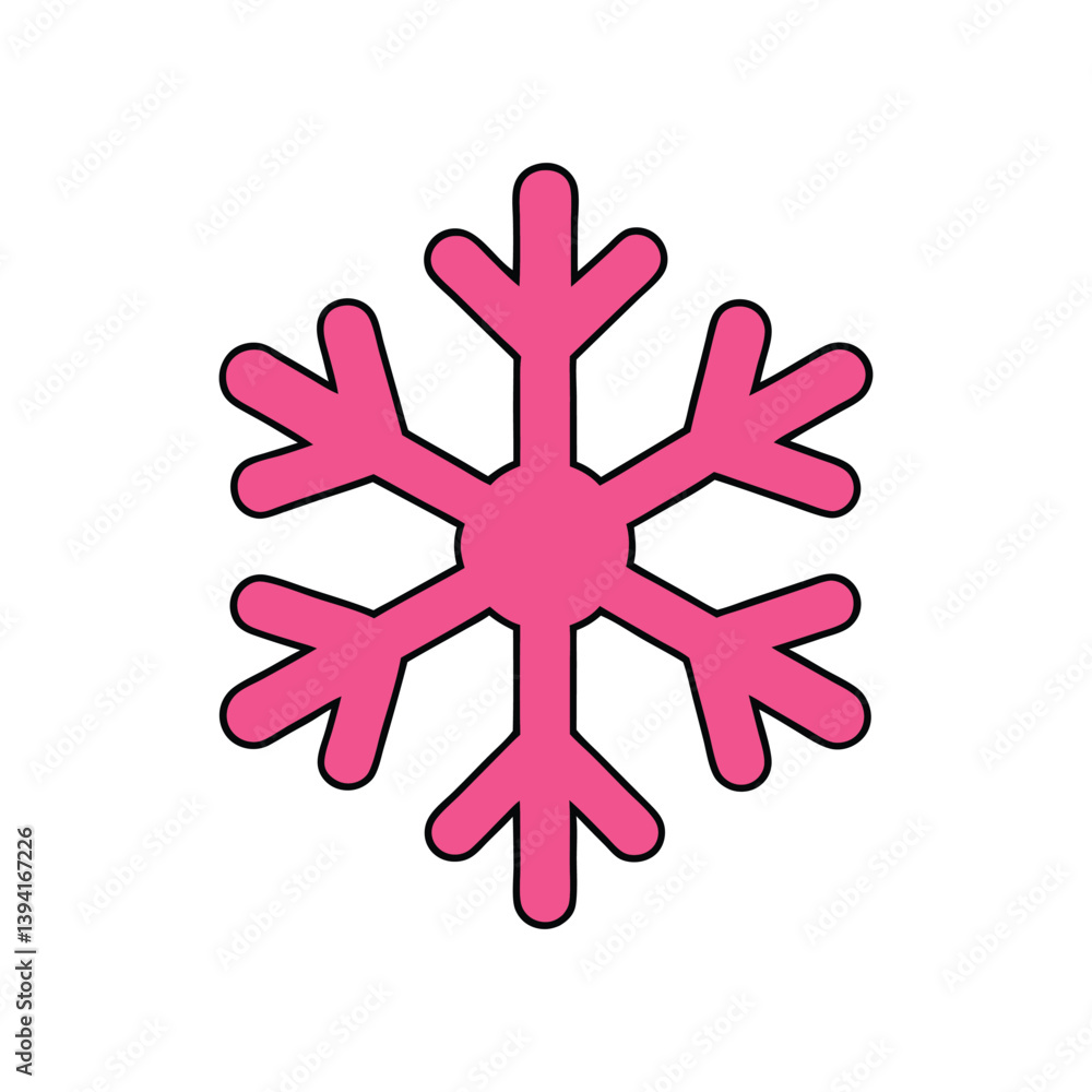 Fototapeta premium Pink Snowflake Vector Illustration for Winter Holiday Design
